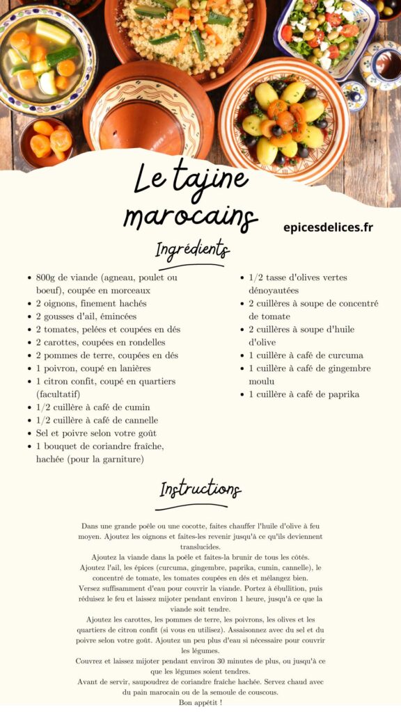 la recette du tajine marocains